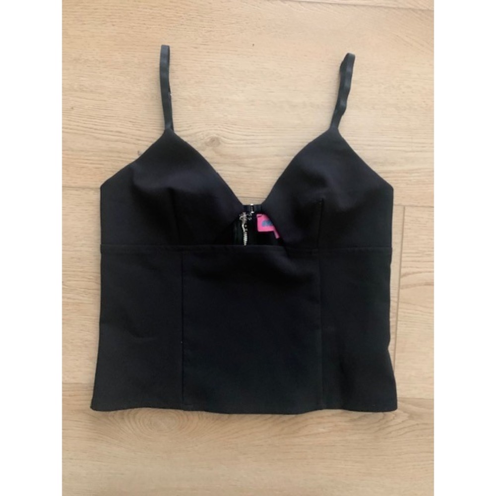 Edikted Black Corset Top Zip Front Cutout Camisole Adjustable Straps Small